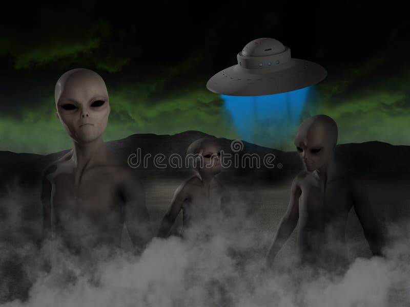 Obcego UFO, obcy, statek kosmiczny ilustracja ilustracji