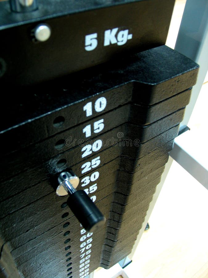 Weights of a stationary machine on a gym. Weights of a stationary machine on a gym