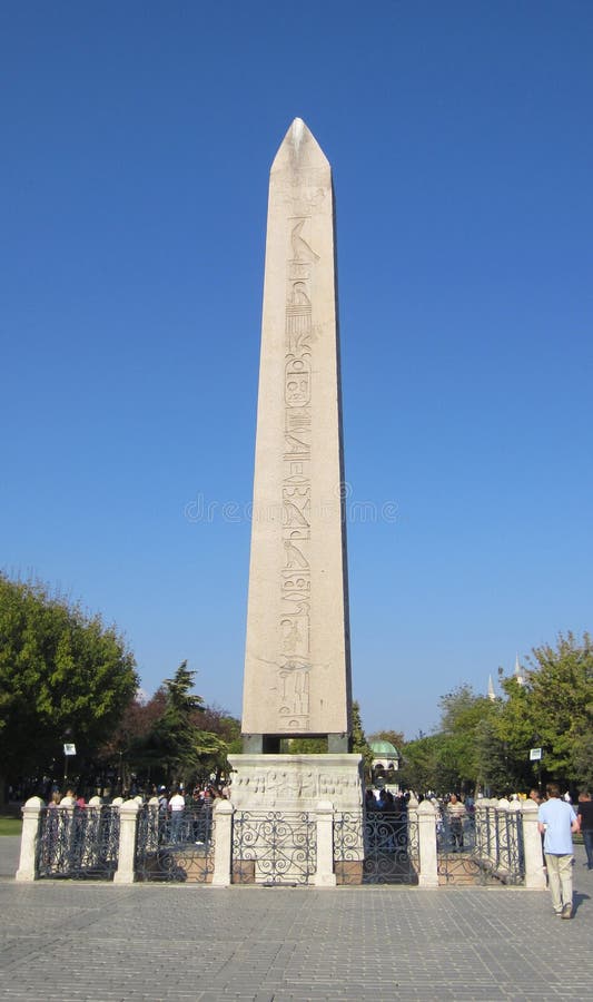 The Obelisk of Theodosius in Istanbul Turkey where the historic Hippodrome once stood. The Obelisk of Theodosius in Istanbul Turkey where the historic Hippodrome once stood.