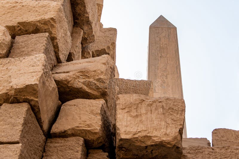 Obelisk of Thutmose At The Temple Of Amon-Ra, Karnak, Luxor Egypt stock photos Obelisk of Thutmose At The Temple Of Amon-Ra, Karnak, Luxor Egypt stock photos