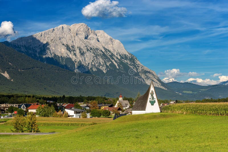 Obermieming Village and Mieming Range in Tyrol Austria