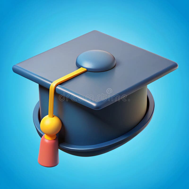 Oberstufe für Hochschulabsolventen oder Universitäten, isoliert auf blauem Hintergrund. Vector 3d-Abschlussfeier. Schwarz vektor abbildung