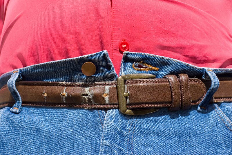 Obesity - Tummy Last Hope after Lunch. Button clasp stock images, royalty-free photos and pictures