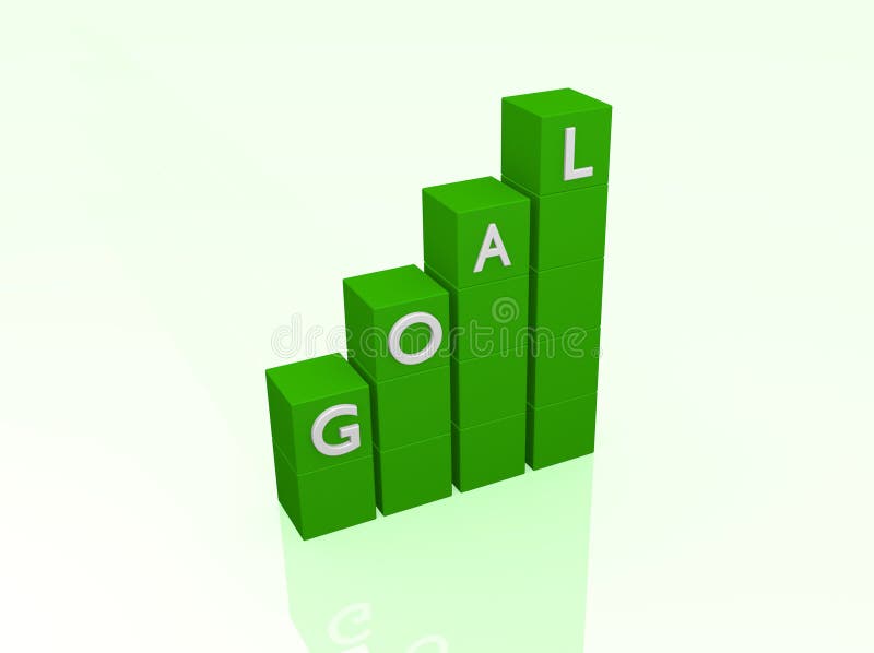 Image of a 3D bar chart with the word goal isolated on a white background. Image of a 3D bar chart with the word goal isolated on a white background.