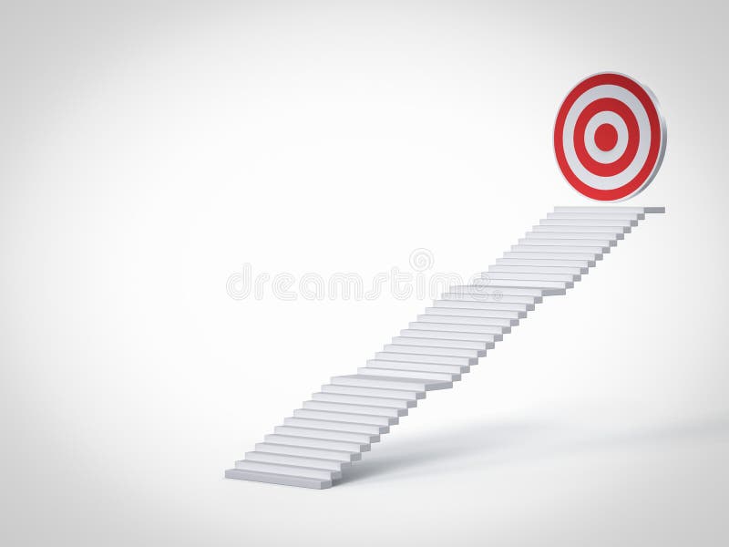 Obiettivo aziendale con scale che porta a scatto royalty illustrazione gratis