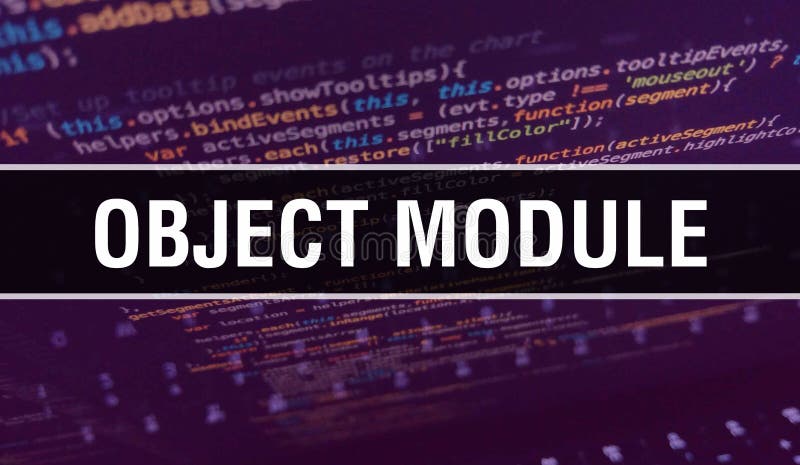 Object module with Digital java code text. Object module and Computer software coding vector concept. Programming coding script java, digital program code with Object module on screen illustration. Java programming code illustrations