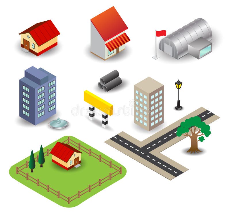Object town 3D royalty free illustration
