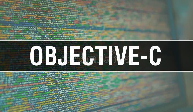 Objective-C with Binary code digital technology background. Abstract background with program code and Objective-C. Programming and stock images
