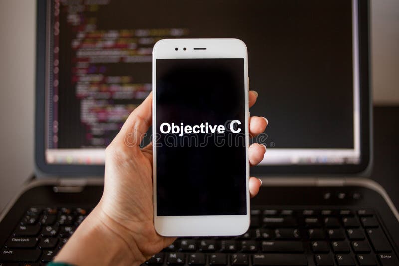 Objective C Mobile application development, programming language for mobile development. stock image