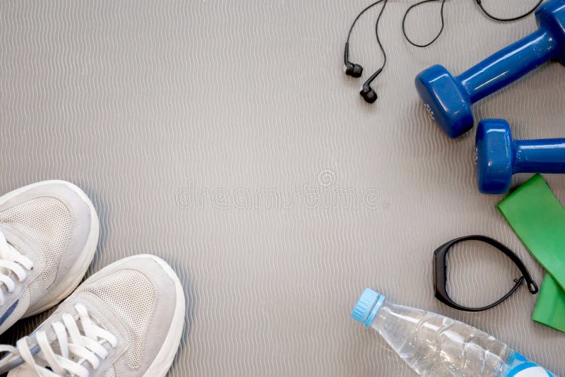 Objects for Fitness on Gray Background Stock Image - Image of active ...