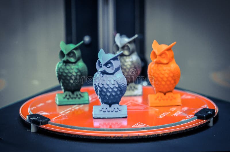 Objects are inside the three-axis 3d printer on which they were royalty free stock photography