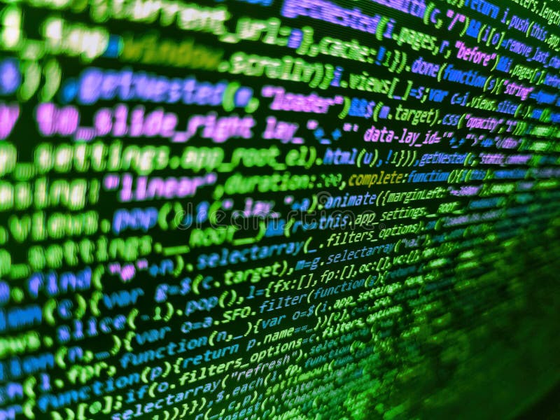 Objekte für JavaScript-Funktionen. Abstrakter Bildschirm des Softwareentwicklers. PHP-Code auf blauem Hintergrund in stockfotografie