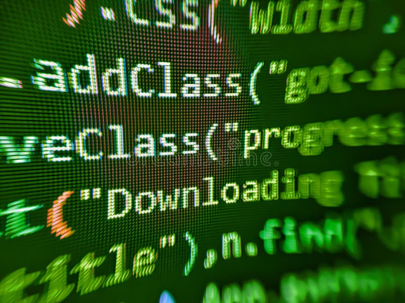 Objekte für JavaScript-Funktionen. farbiger Code-Hintergrund. Bildschirm mit Webentwicklungscode auf dunklem Hintergrund. Programm lizenzfreie stockfotografie