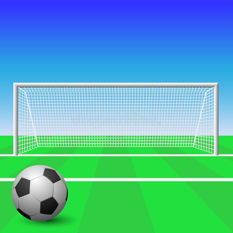 Plano de fundo do gol de futebol. banner de futebol com bola na rede e lugar para texto, jogo de esporte e corte de campeonato de futebol. conceito de ilustração vetorial de