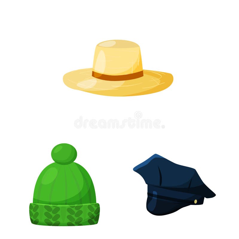 Objeto aislado de la muestra del sombrero y del napper Fije del icono del vector del sombrero y del casco para la acci? n ilustración del vector