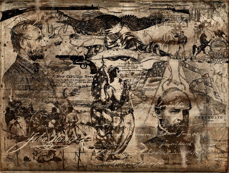Objetos de recuerdo de la guerra civil ilustración del vector Objetos de recuerdo de la guerra civil ilustración del vector