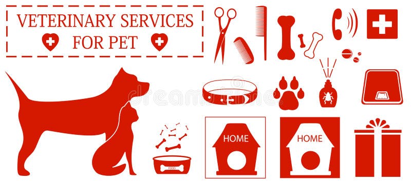 Objetos determinados de los servicios veterinarios ilustración del vector Objetos determinados de los servicios veterinarios ilustración del vector
