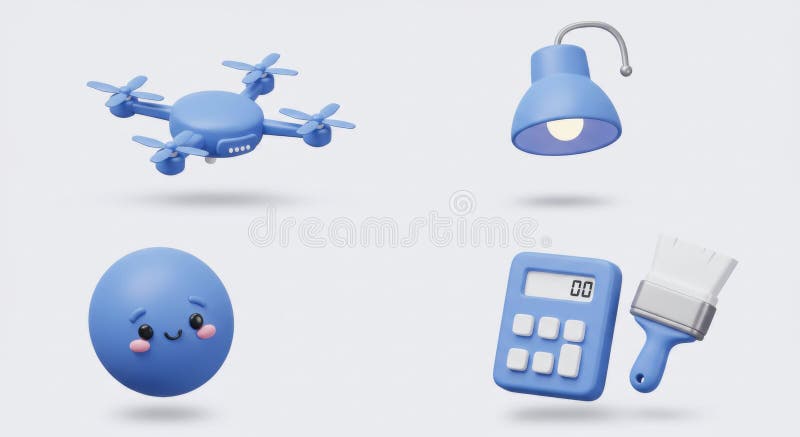 Objets Bleus Rendu 3D illustration stock