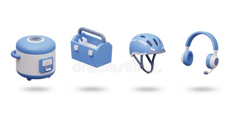 Objets Bleus Rendu 3D illustration stock