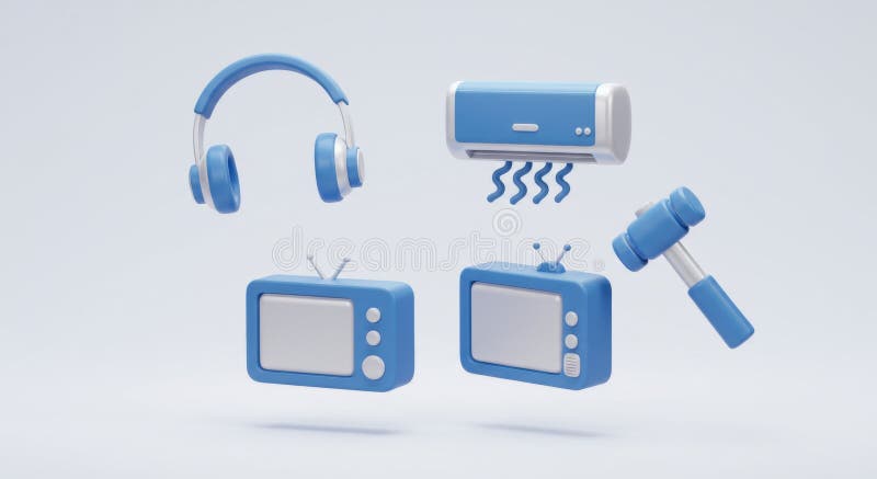 Objets Bleus Rendus en 3D illustration libre de droits