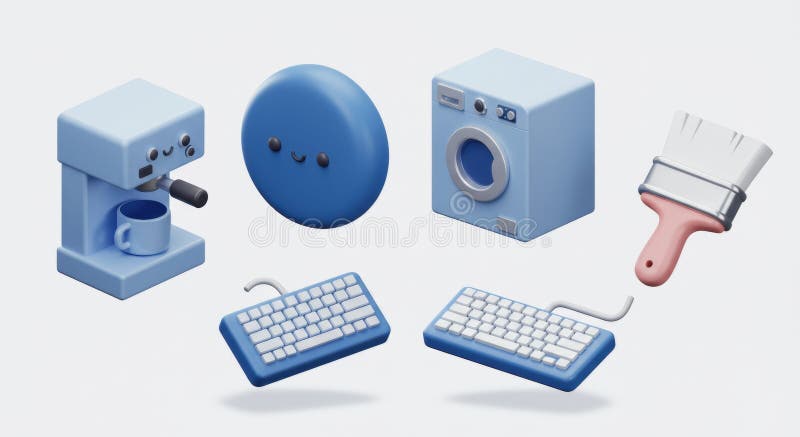 Objets Bleus en 3D illustration stock