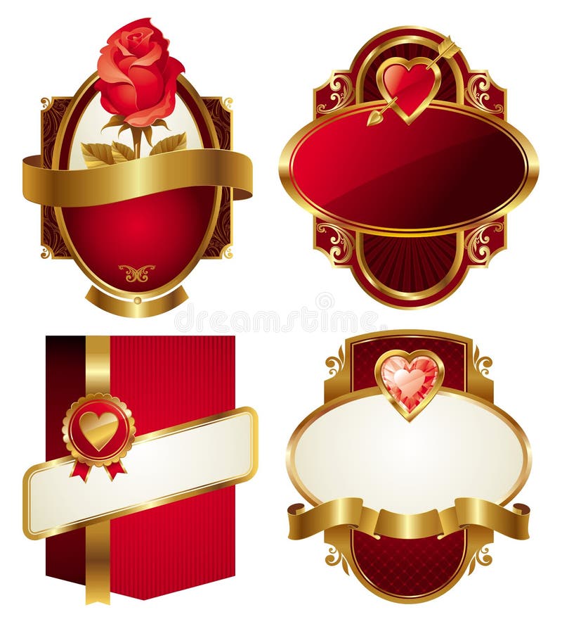 Vector illustration with golden valentines frames. Vector illustration with golden valentines frames.