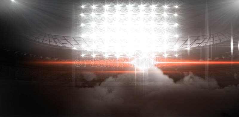 Obraz cyfrowy iluminujący floodlights przy stadium royalty ilustracja
