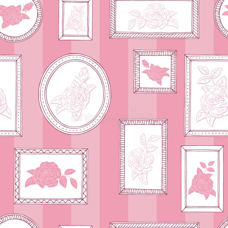 Obrazek ramy róży kwiatu grafiki menchii białego koloru nakreślenia tła ilustraci bezszwowy deseniowy wektor royalty ilustracja Obrazek ramy róży kwiatu grafiki menchii białego koloru nakreślenia tła ilustraci bezszwowy deseniowy wektor royalty ilustracja