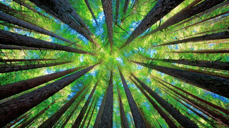 Observando para Cima Através da Copa das Árvores Altas ilustração stock