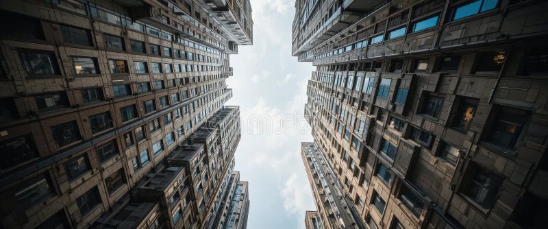 Observar prédios altos de apartamentos sob um céu nublado ilustração royalty free