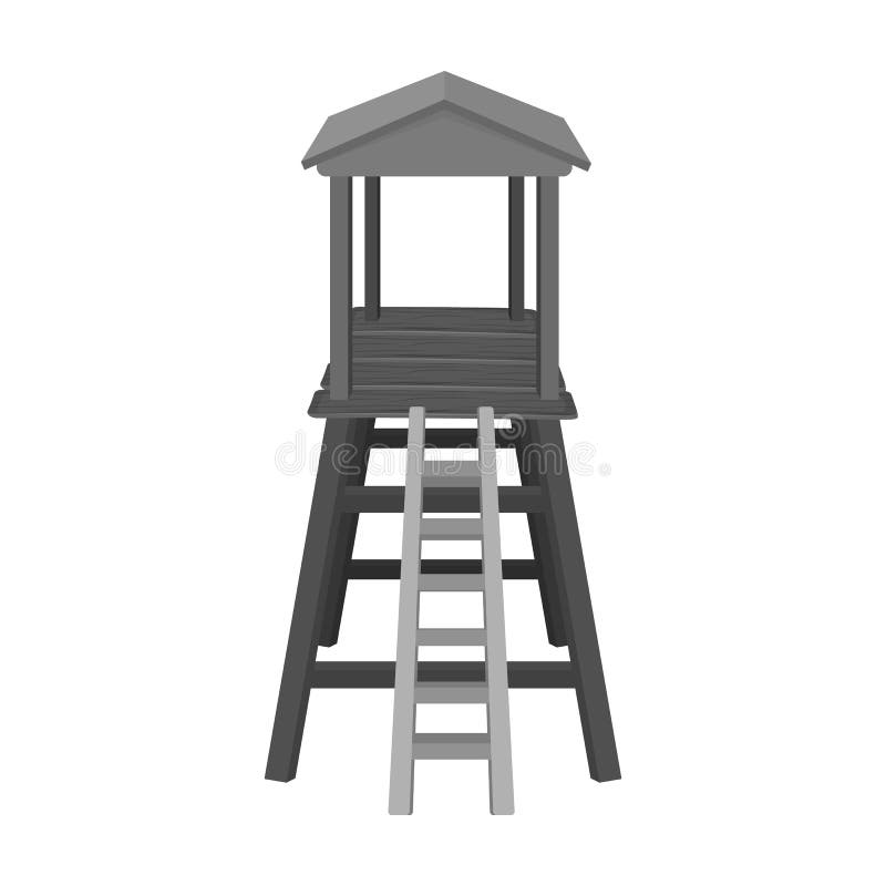 Observation tower for hunters.African safari single icon in monochrome style vector symbol stock illustration web.