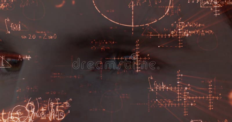 Observing complex mathematical equations and graphs, focused eyes in school setting royalty free stock images