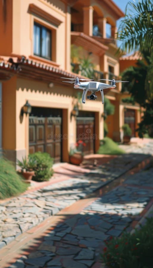 Obserwacja dronów powietrznych chwytająca widok krajobrazu na malownicze zielone ogródki ilustracji