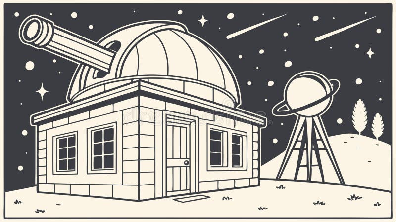 Obserwatorium budownicze astronomia nauka o kosmosie i projektowanie wektorów ośrodka badawczego Generative AI royalty ilustracja