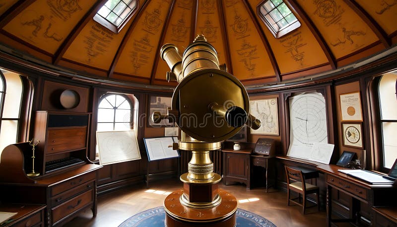 Obserwatorium kosmiczne kopuły teleskopu astronomicznego buduje narzędzie do obserwacji gwiazd kosmicznych. Gatunek generowany fot ilustracji