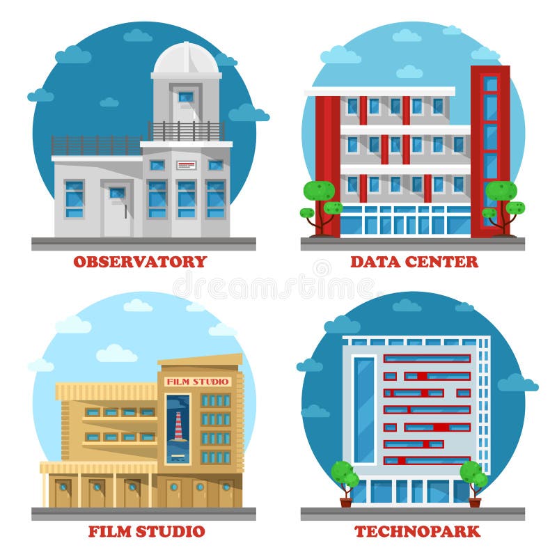 Obserwatorska budynku i filmu studia architektura ilustracji