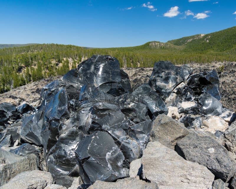 Obsidian Black Volcanic Rock Glass Stock Image Image of building