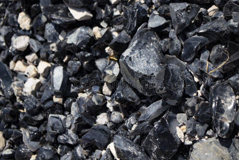 Obsidian Volcanic Glass. in Natural Raw Form Stock Image Image of