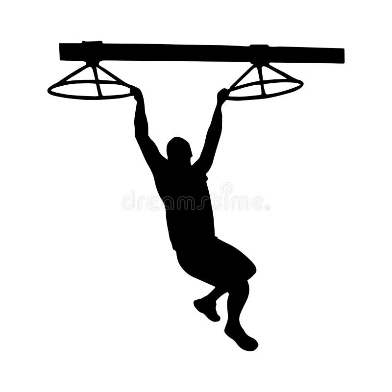 Black silhouette of a man overcoming the obstacle. Obstacle race symbol. Vector illustration. Street workout vectors