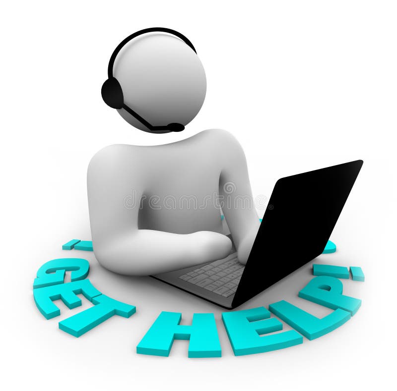 Obtenez l'aide - personne de support à la clientèle illustration de vecteur
