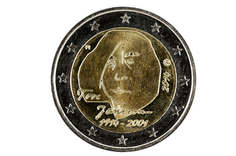 Obverse 2 Euro Coins With The Image Of The Well Known Finnish Au Stock