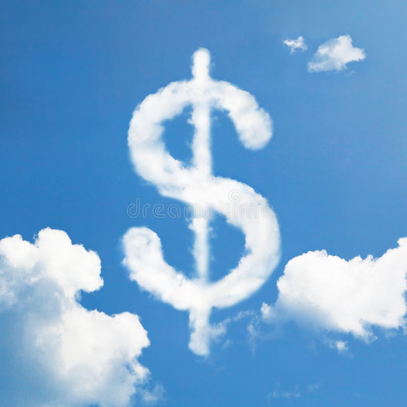 Cloud dollar sign floating in the sky. Cloud dollar sign floating in the sky