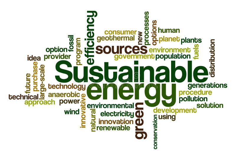 Word Cloud Illustration of Sustainable Energy. Word Cloud Illustration of Sustainable Energy