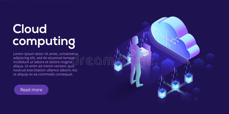 Obłoczny obliczać lub składowa isometric wektorowa ilustracja 3d hos royalty ilustracja Obłoczny obliczać lub składowa isometric wektorowa ilustracja 3d hos royalty ilustracja