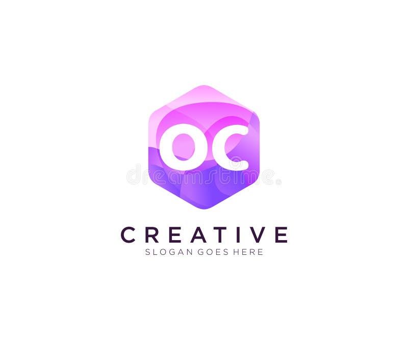 OC initial logo With Colorful Hexagon Modern Business Alphabet Logo template vector stock illustration