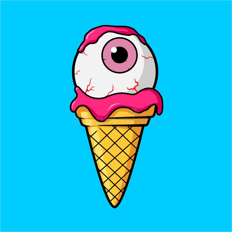 Occhio del gelato con il bulbo oculare e la crema rosa illustrazione vettoriale Occhio del gelato con il bulbo oculare e la crema rosa illustrazione vettoriale