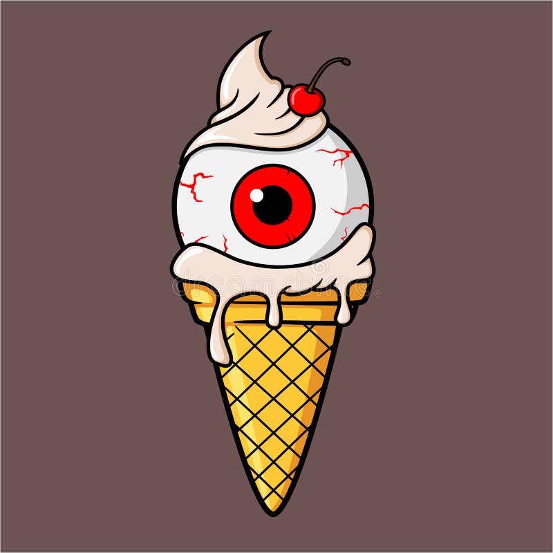 Occhio del gelato con la crema e la ciliegia del latte della vaniglia royalty illustrazione gratis Occhio del gelato con la crema e la ciliegia del latte della vaniglia royalty illustrazione gratis