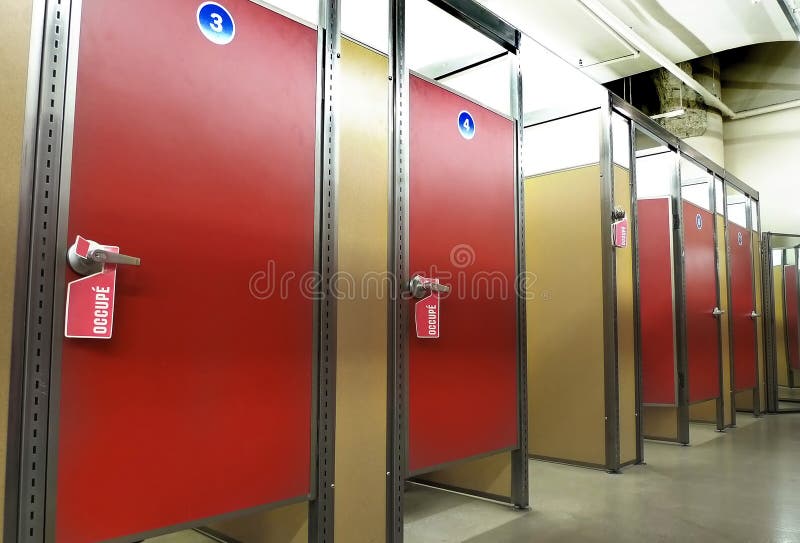 Occupied dressing rooms royalty free stock image