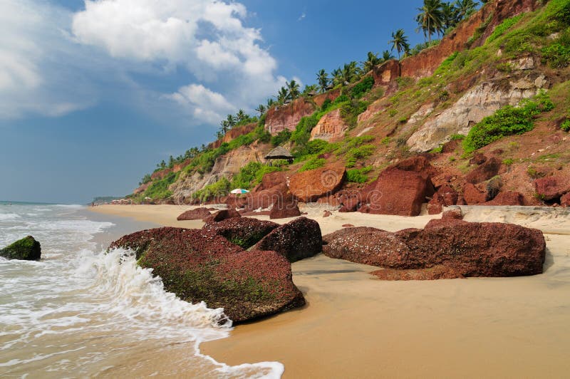 Exotic cliff beach in Varkala. Kerala. India. Exotic cliff beach in Varkala. Kerala. India