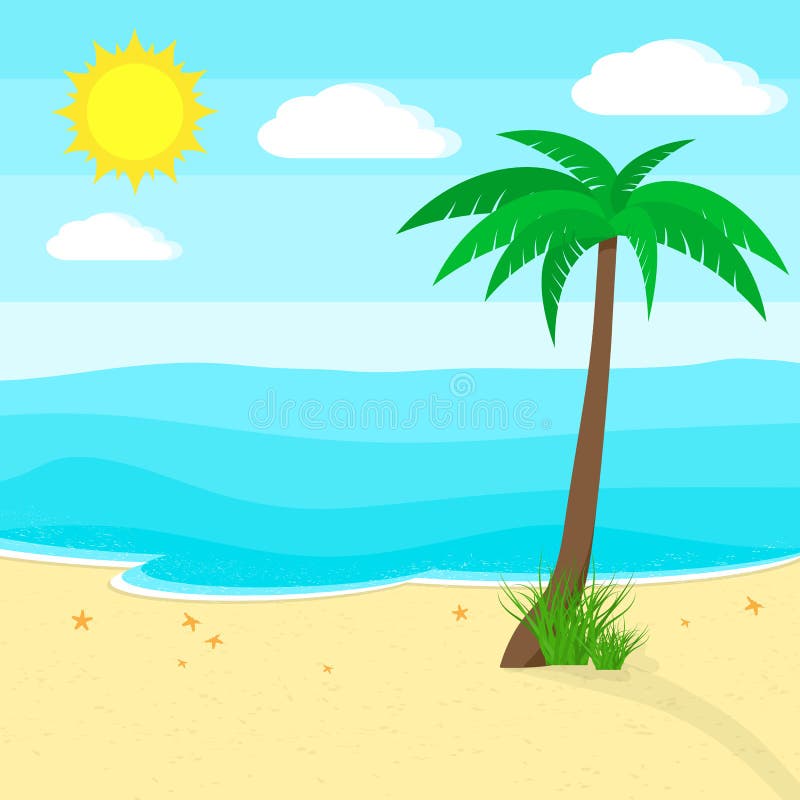 Ocean and Beach. Vector Illustration. Travel or Vacation Concept Stock ...